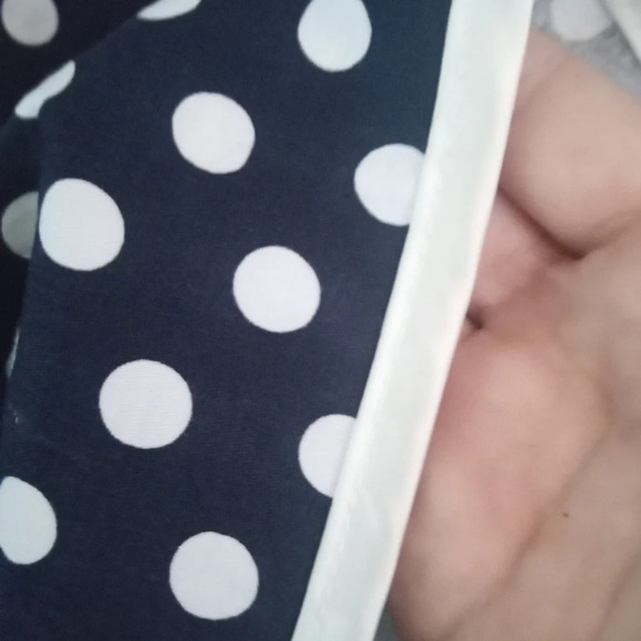 Acevog Navy White Polkadot Swing Dress Size Medium Midi Length - Picture 5 of 5